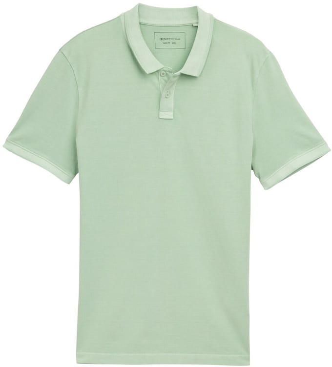 Tom Tailor Denim - Poloshirt met gewassen look piqué - Maat S - Fresh Mint Green