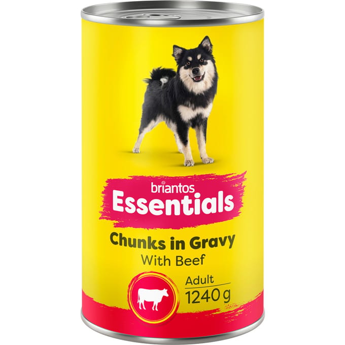12x1240g  Briantos Essentials Chunks in Gravy Rind Hundefutter nass