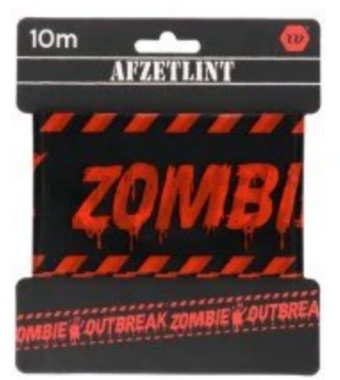 Afzetlint Halloween - Zombie Outbreak - Zwart-Rood - 10 meter