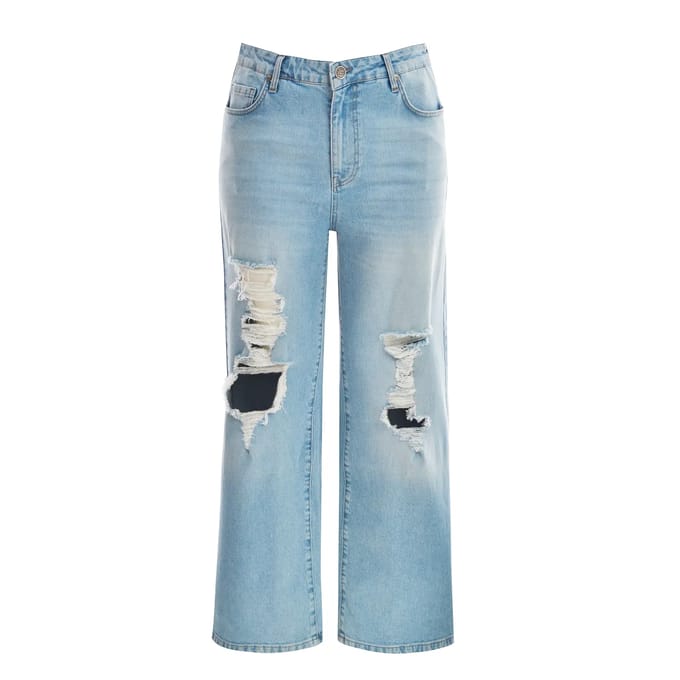 Dames jeans met versleten details Mat Fashion Wide Leg