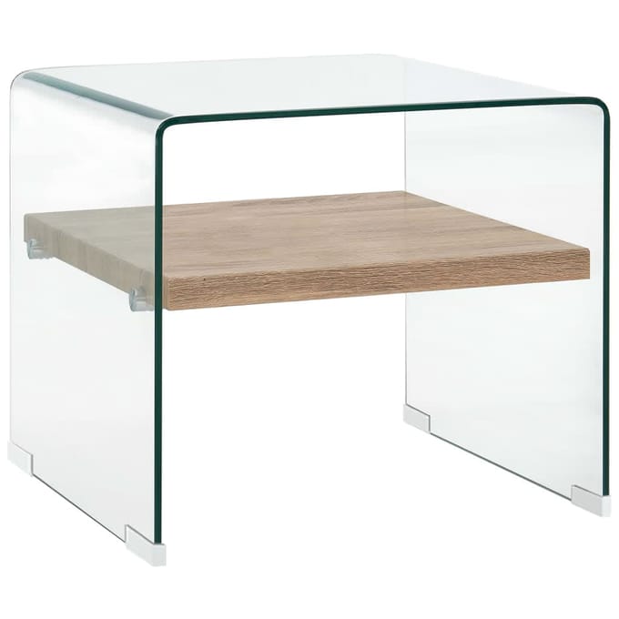 vidaXL - Salontafel - 50x50x45 - cm - gehard - glas - transparant