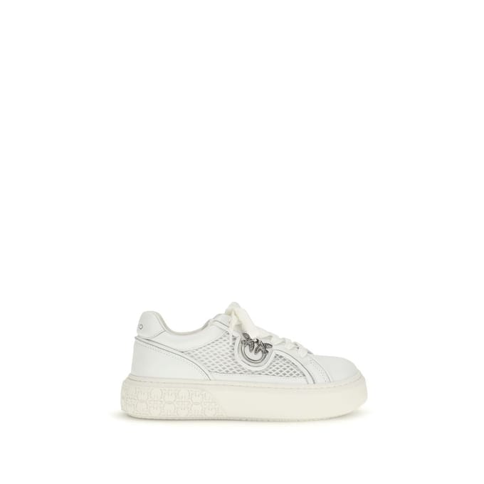PINKO Witte Kalfleren Bos Taurus Platform Sneakers