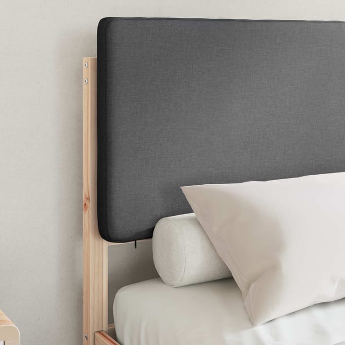 vidaXL - Bedframe - met - Gevoerde - Hoofdbord - Donkergrijs - 120 - x - 200 - cm