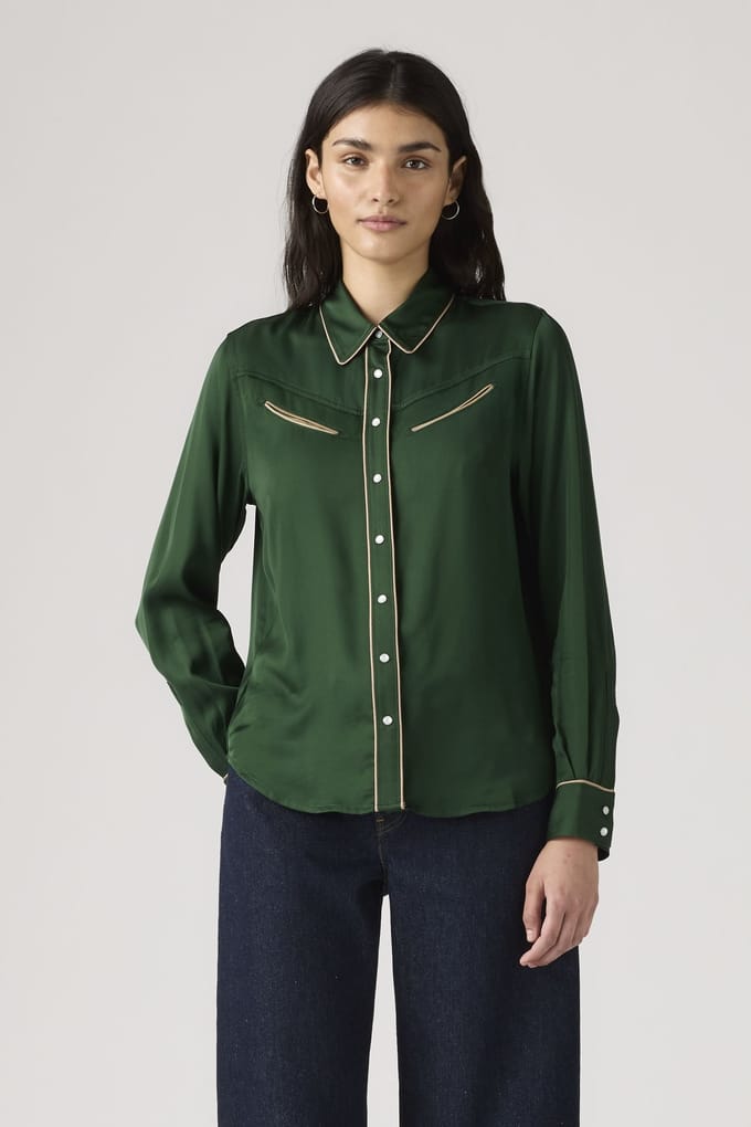 Levi's Bradie Archival Shirt Maat: M | Longsleeves Outlet | Dames | Groen