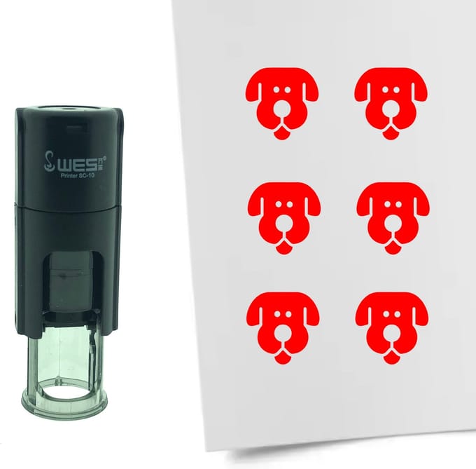 CombiCraft Stempel Hond 10mm rond - rode inkt