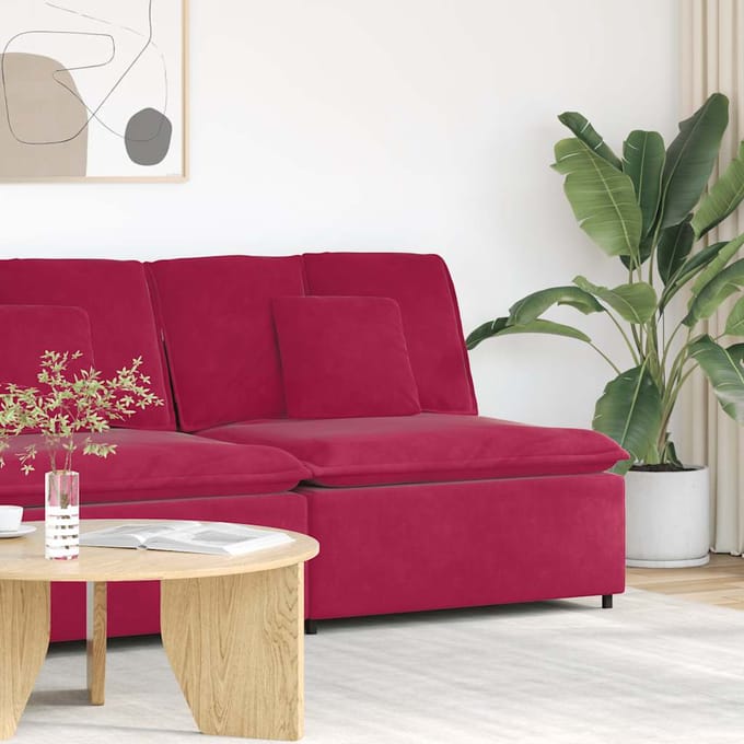 vidaXL Modulaire bank middenmodule met kussens 100 cm wijnrood