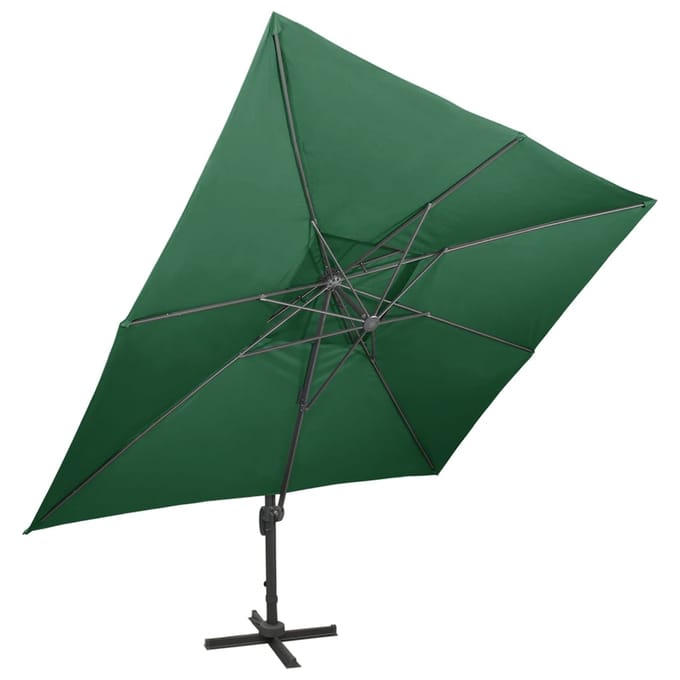 vidaXL - Zweefparasol - met - dubbel - dak - 400x300 - cm - groen