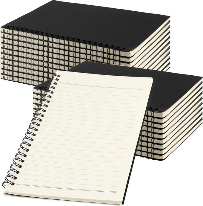 Lined Spiral Notebooks A5 - 20 Stuks, 120 Pagina's, Kraft Kaft, Perfect voor Notities en Schetsen
