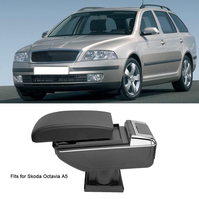 Zwarte Armsteun Midden Opbergdoos Past voor Skoda Octavia A5 Auto Interieur Accessoire gray