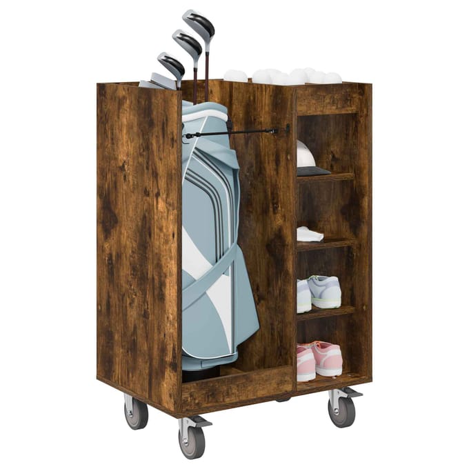 vidaXL Golfkast met wiel Gerookt eiken 65 x 45 x 98 cm Bewerkt hout