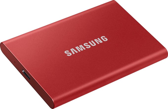 Samsung Portable T7 - Externe SSD - USB C 3.2 - Inclusief USB C en USB A kabel - 500 GB - Rood