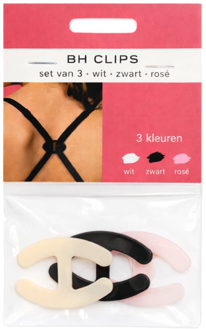 BH clips set van 3 - wit, zwart en lichtbruin