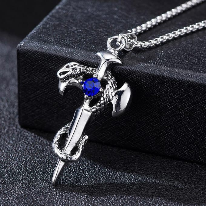 Beroemdheden Zelfde Retro Plaat Slang Zwaard Kruis Ketting Creatieve Legering Sieraden Trendy Mannen Hip Hop Trui Ketting black