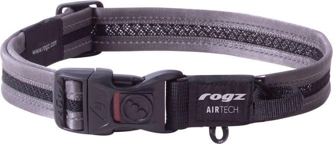 Rogz Air Tech Halsband Zwart&Grijs - Hondenhalsband - L 34-56 Cm