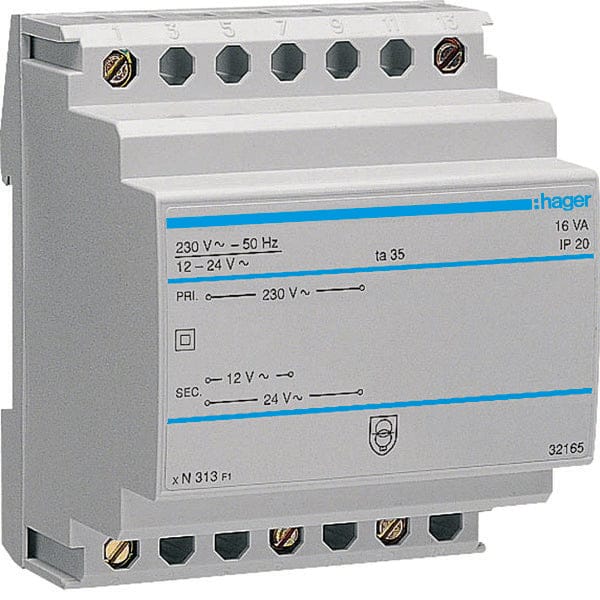 Hager - Transfo 220V 12-24V 16VA 4 modules - ST313