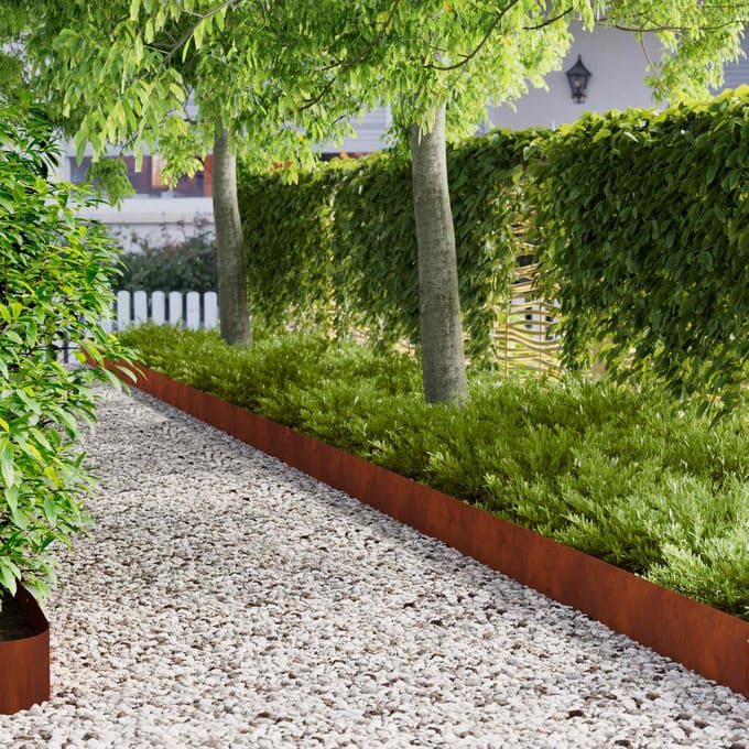 vidaXL - Gazonrand - 30 - st - 103 - x - 20 - cm - Staal - Roestkleurig