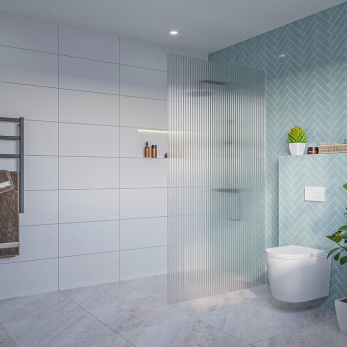 FugaFlow Eccelente Vetro Inloopdouche - ribbel glas - 120x200cm - 8mm - nano - blind inbouw profiel