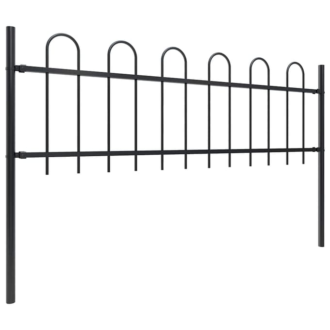 vidaXL - Tuinhek - met - ringtop - staal - 337x60 - cm - zwart