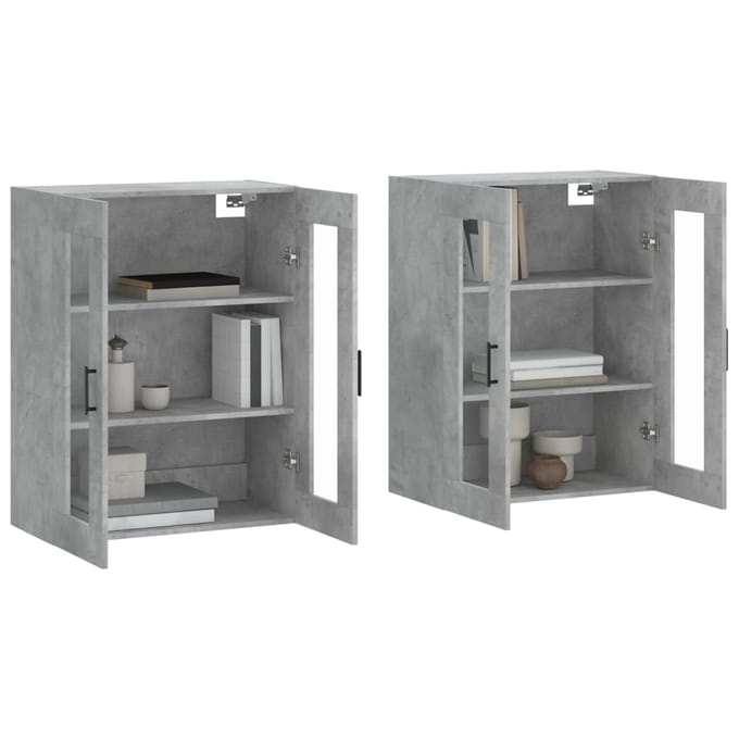 vidaXL - Hangkasten - 2 - st - bewerkt - hout - betongrijs