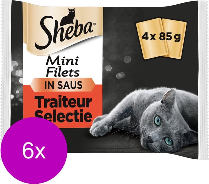 Sheba Multi-Pack Mini Filets Traiteur Pouch - Kattenvoer - 6 x Vlees 4x85 g
