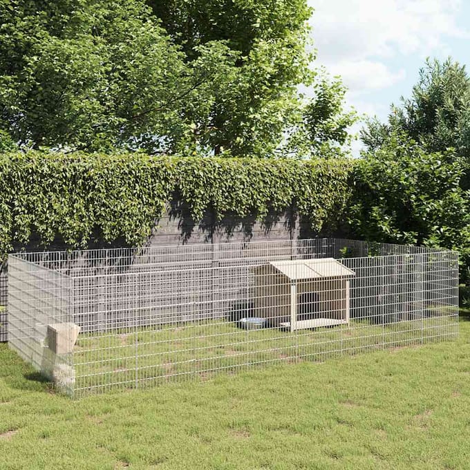 vidaXL - Dierenverblijf - 24 - panelen - 54x100 - cm - gegalvaniseerd - ijzer