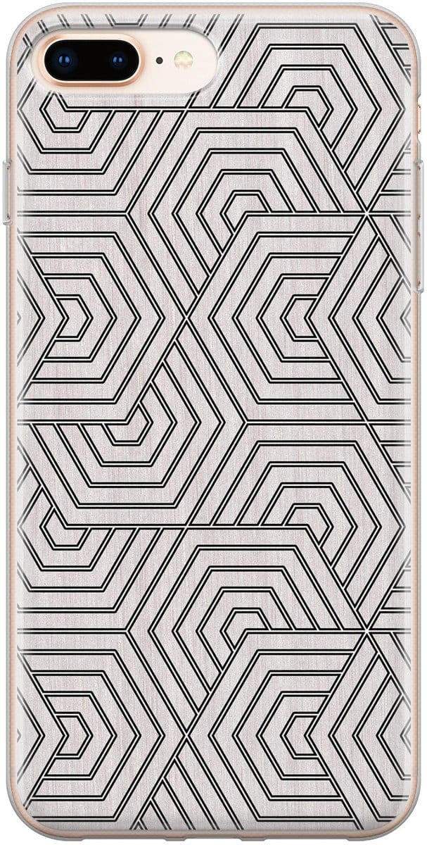 Leuke Telefoonhoesjes - Geschikt voor iPhone 8 Plus - Geometrisch - Soft case - TPU - Grijs