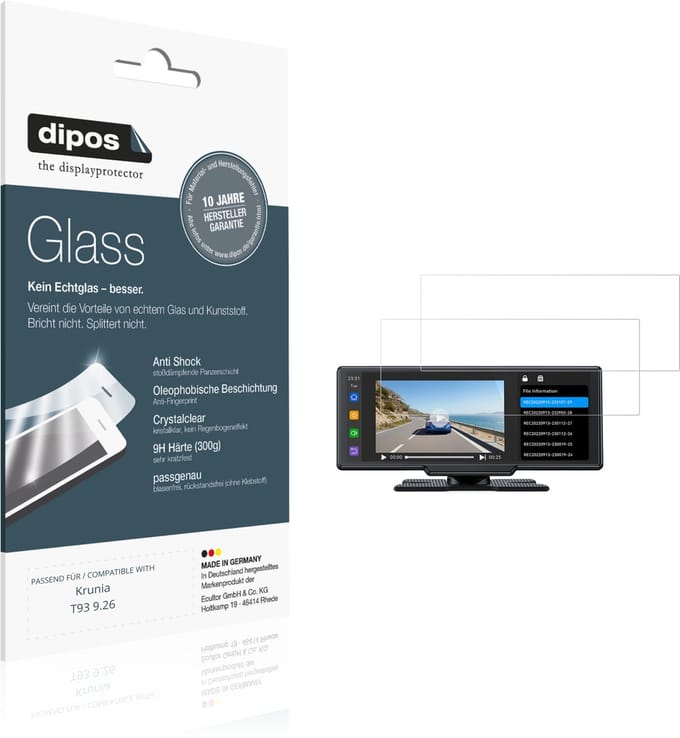 dipos – 2x Pantserfolie geschikt voor Krunia T93 9.26 | 9H Screenprotector