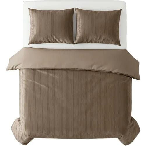 Sleeptime Dekbedovertrek Velvet Lining Taupe - Eenpersoons 140 x 200/220 cm + 1 kussensloop