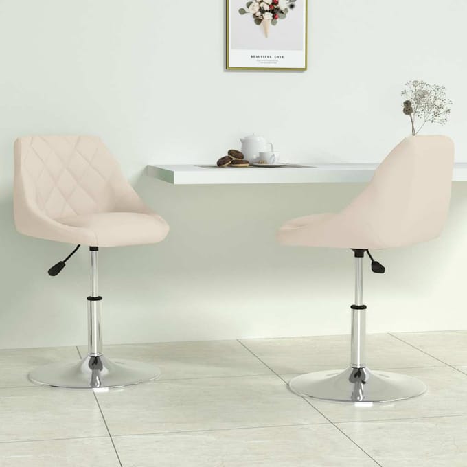 vidaXL Eetkamerstoelen draaibaar 2 st fluweel crèmekleurig