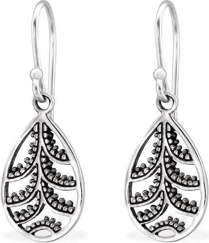 Montebello Oorbellen Anmy - 925 Zilver Geoxideerd - 10x14mm - 29mm