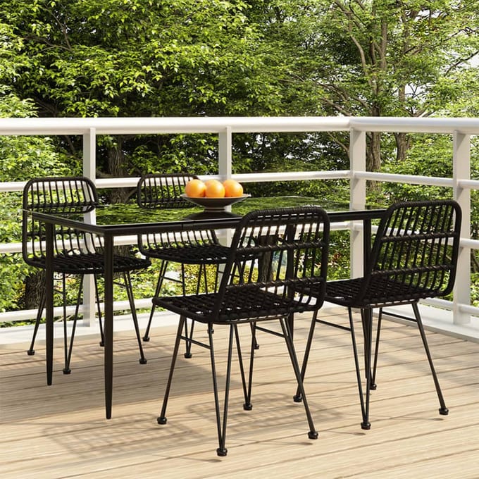 vidaXL - 5-delige - Tuinset - poly - rattan - zwart