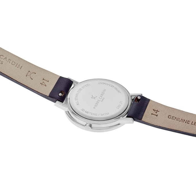 Pierre Cardin Belleville PC Monogram CBV.1507 Horloge - Leer - Paars - Ø 31 mm