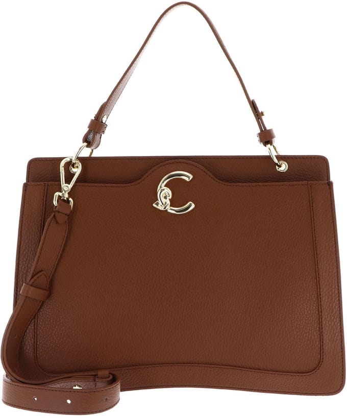 COCCINELLE Leren handtas schoudertas C-Me Handbag Grained Leather Cognac bruine