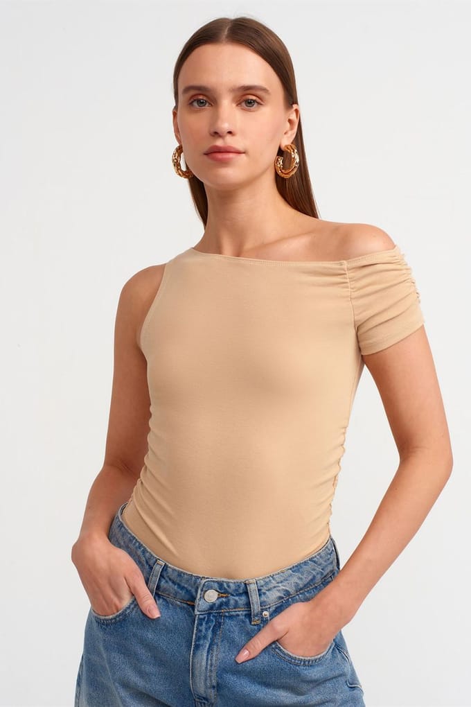 Off-shoulder Slim-fit Gebreide Blouse