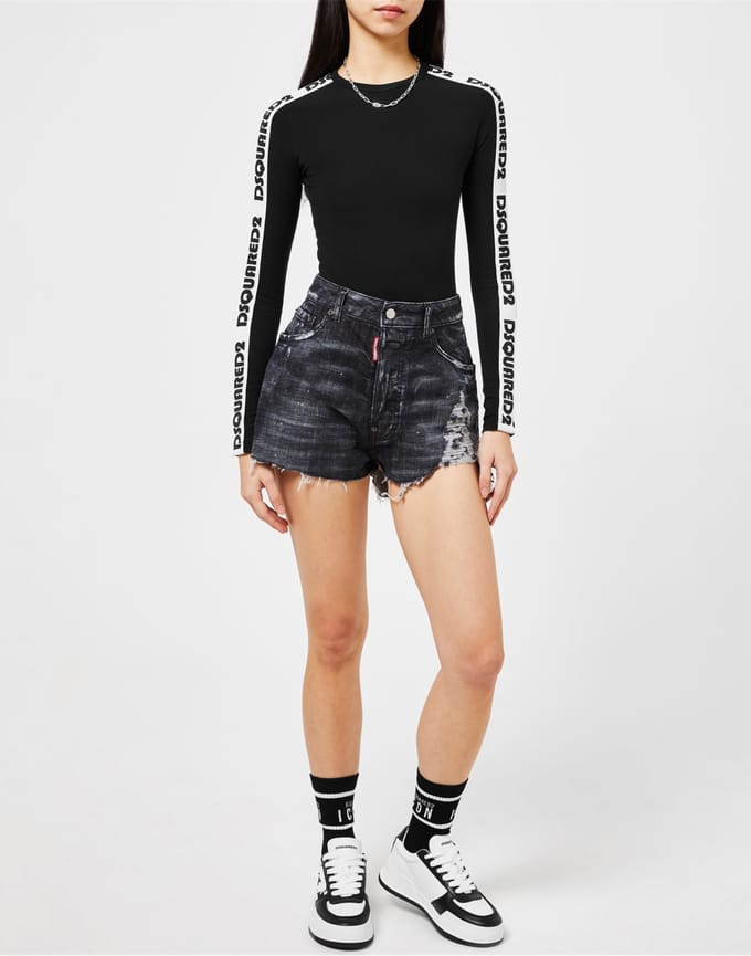 Onbewerkte baggy denim shorts