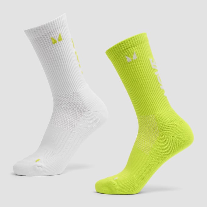 MP Move Club Hardloopsokken (2 paar) - Groen Glow/Wit - UK 2-5