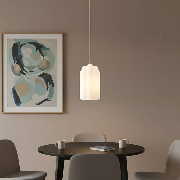 Lucande - hanglamp - 1licht - Glas, metaal - H: 30 cm - E27 - wit