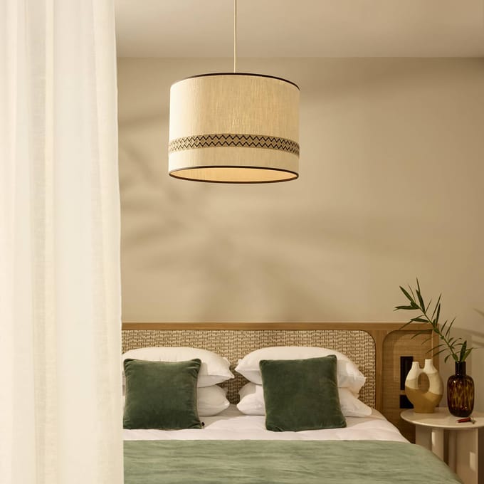 MARKET SET Hanglamp Jimmy, Ø 48 cm, beige, patroonrand