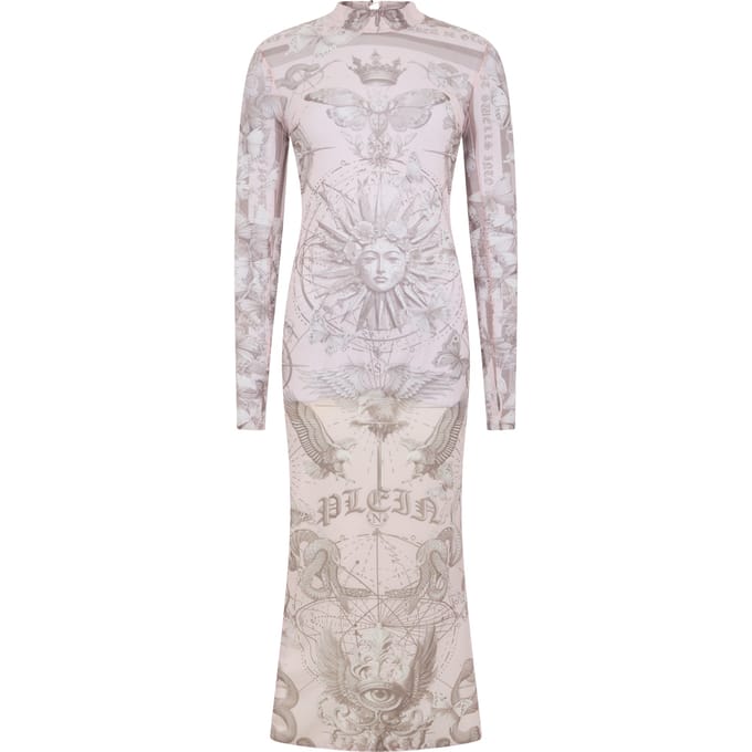 Tulle Maxi Dress Open Back Butterfly Tattoo