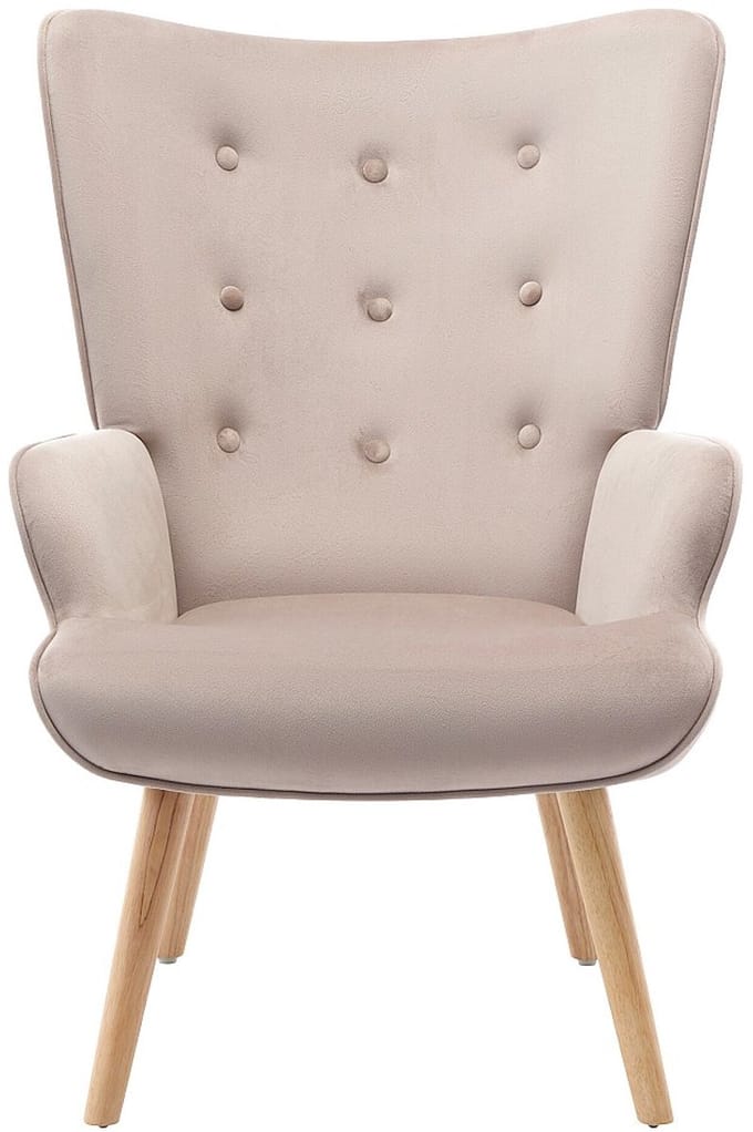 Vente-unique Fauteuil van beige velours VATELY