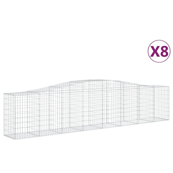 vidaXL - Schanskorven - 8 - st - gewelfd - 400x50x80/100 - cm - gegalvaniseerd - ijzer