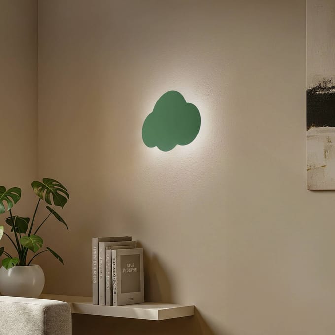 TK Lighting Wandlamp Cloud, groen, metaal, 38 cm breed, 2-lamps, G9