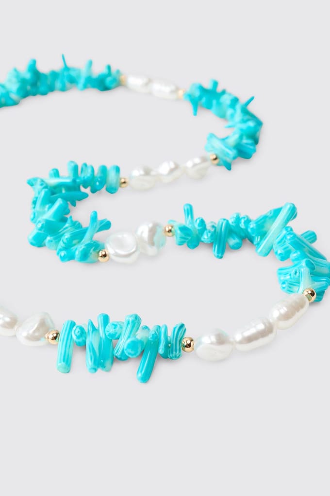 Kralenketting Met Schelp & Parel | Turquoise