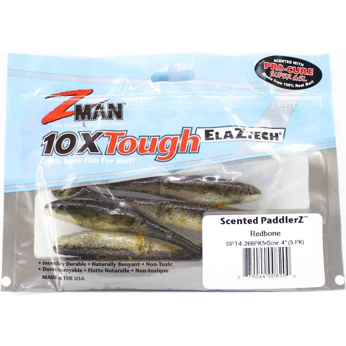 Zman Soft Lure Geurende PaddlerZ 4 Inch 5/Pack Rood Bot (8200)