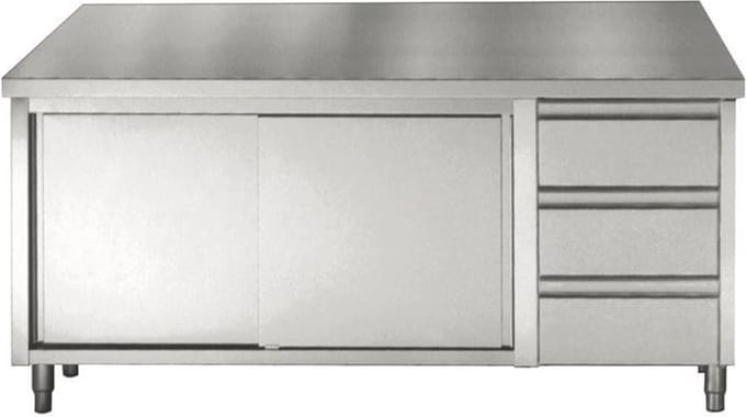 700 Werktafel Schuifdeuren Laden 1800 - Combisteel