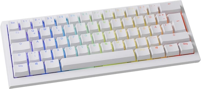 60% Draadloos Gaming Toetsenbord met Inductieve Schakelaars - Tri-Mode USB-C, 2,4 GHz, Bluetooth, RGB Verlichting, Instelbare Activering, Rapid Trigger, Wit