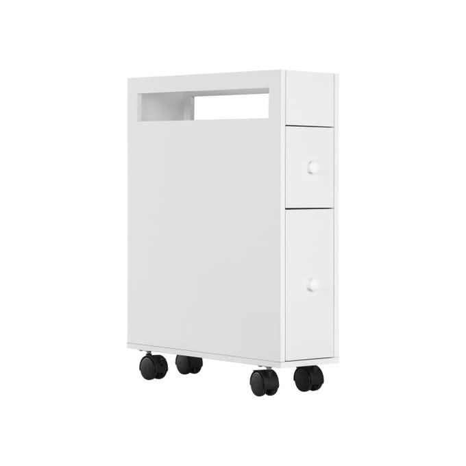 Armoire de toilette - MUVOE - 2 tiroirs - Blanc - MDF laqué - 16x49,5x66 cm blanc