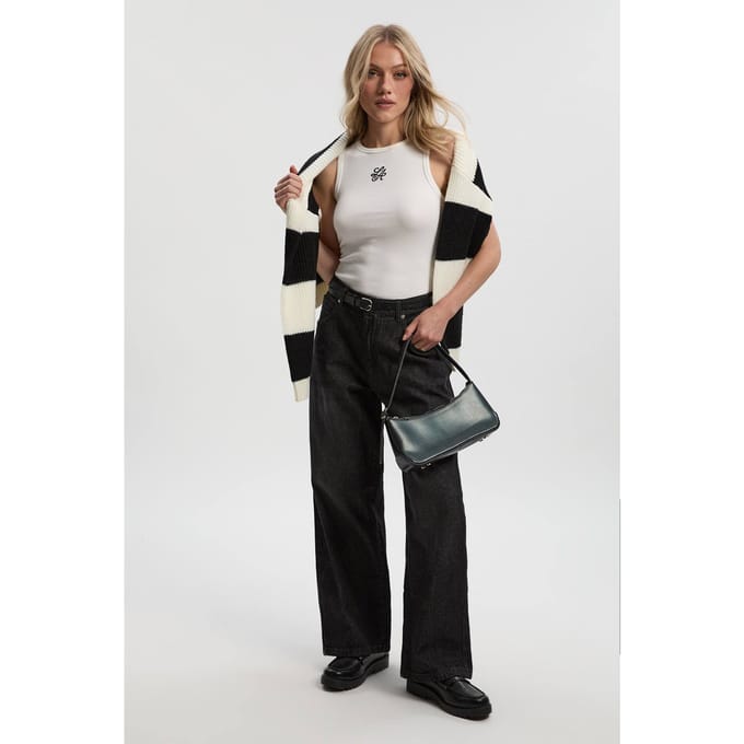 boohoo Dames Petite Basic Boyfriend Jean | Washed Black | Maat: 8/28L