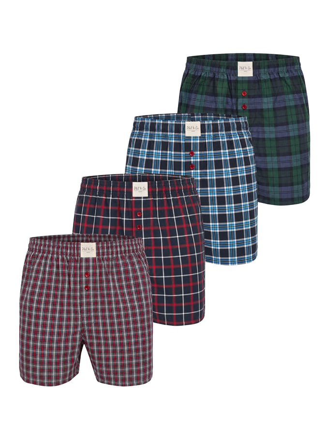 Phil & Co Heren Wijde Boxershorts Mulitpack 4-Pack Donkerblauw - Maat 3XL