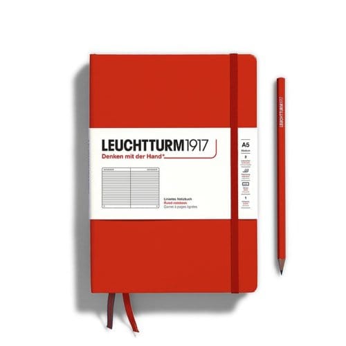Leuchtturm1917 notitieboek, hardcover, medium a5, gelinieerd, vos rood